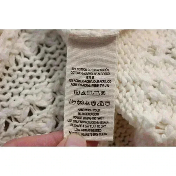 Free People Tunic Sweater Blouse Size Small Ivory Open Knit Boho Oversized Cozy - Picture 11 of 12